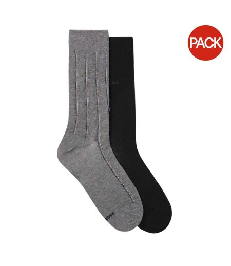 Lot De 2  Chaussettes Motif/style Fines Rayures Homme Gris Moyen Boss