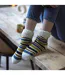 1 Pair Ladies Chunky Fair Isle Moccasin Grip Socks - Warm Winter Slipper Socks-3