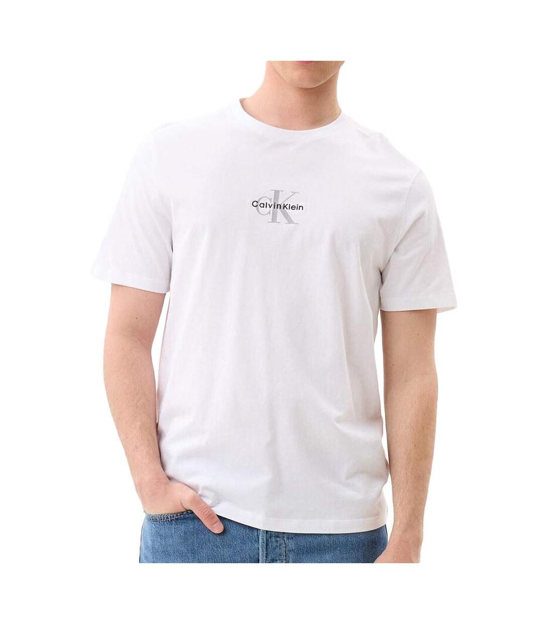 T-Shirt blanc homme calvin klein jeans microsss-1