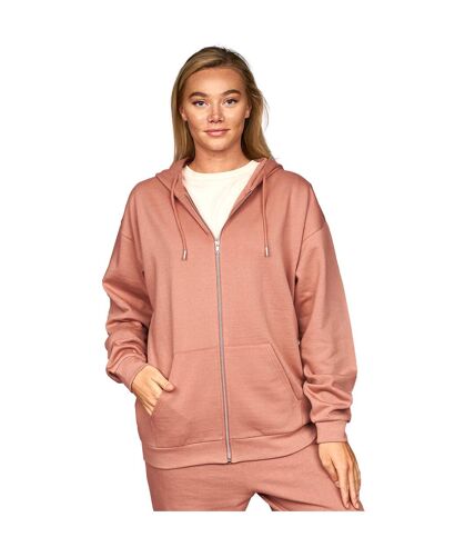 Womens/ladies fabrica full zip hoodie dark rose Juice