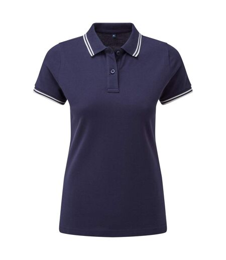 Polo manches courtes femme bleu marine / blanc Asquith & Fox