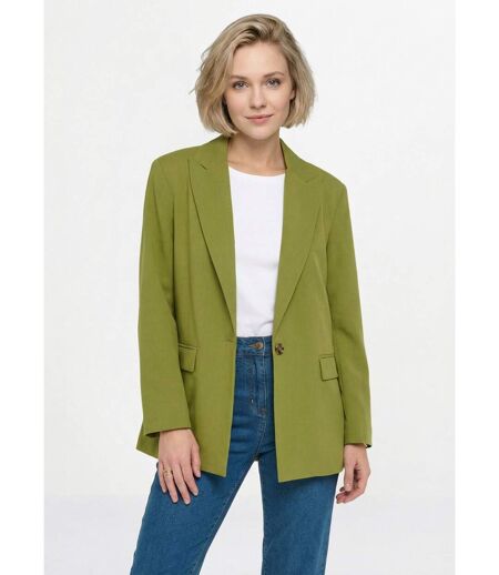 Veste longue 1 bouton avec col tailleur