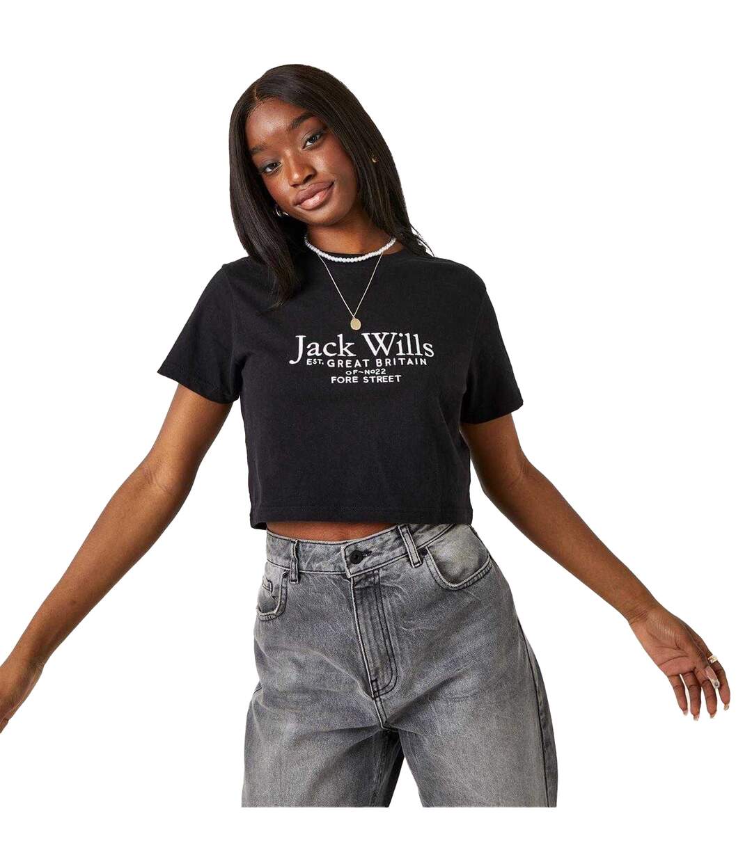 T-shirt Court Motif/style Logo Entier Eccleston Femme Noir Jack Wills-2