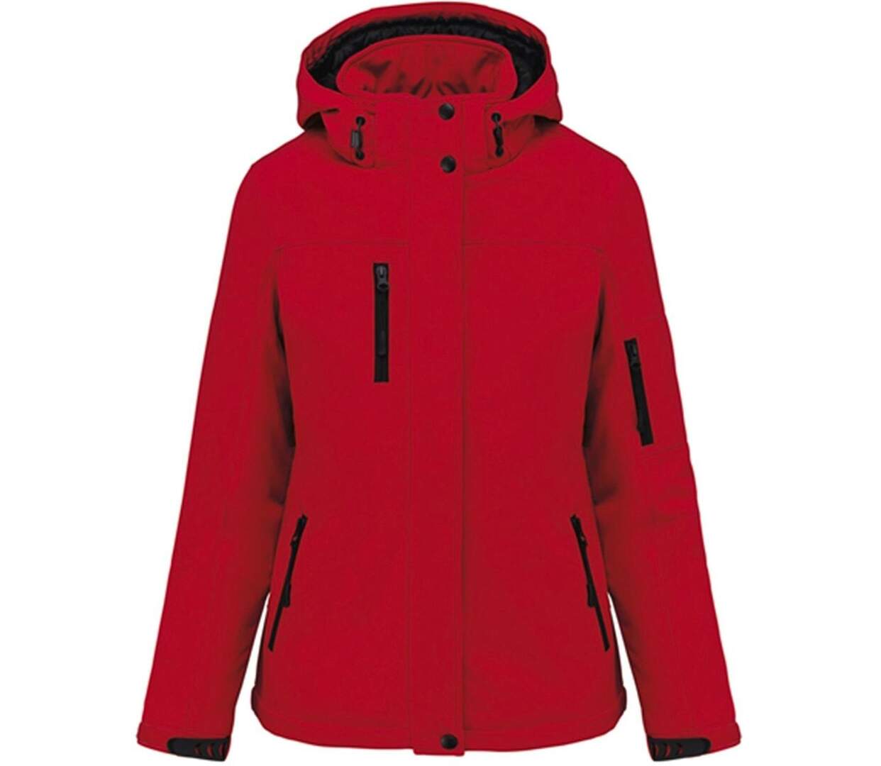 Parka softshell matelassée à capuche - K651 - Femme - rouge-1