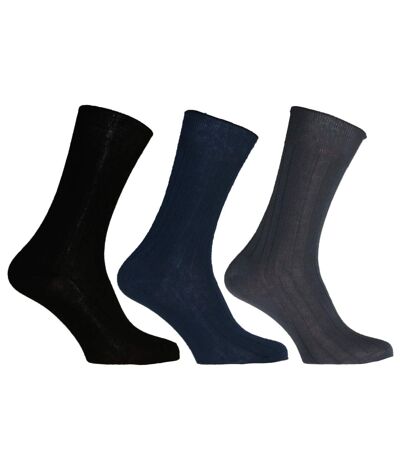 Simply Essentials Mens Plain Egyptian Cotton Socks (Pack Of 3) (Shades of Blue) - UTUT1579