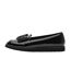 Womens/ladies  Flat Loafers Black Patent Alpha-4
