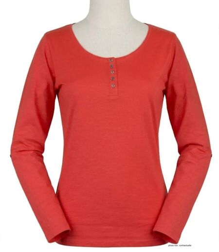 MAYFLOWER - TEEF2006C - Tee-shirt femme manches longues en coton flammé orange