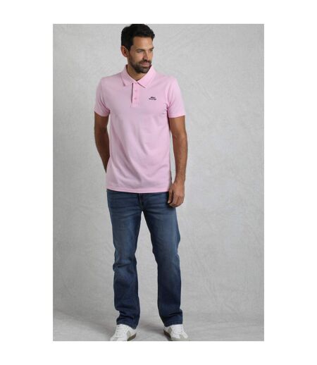 Mens miles pique organic polo shirt pink Weird Fish