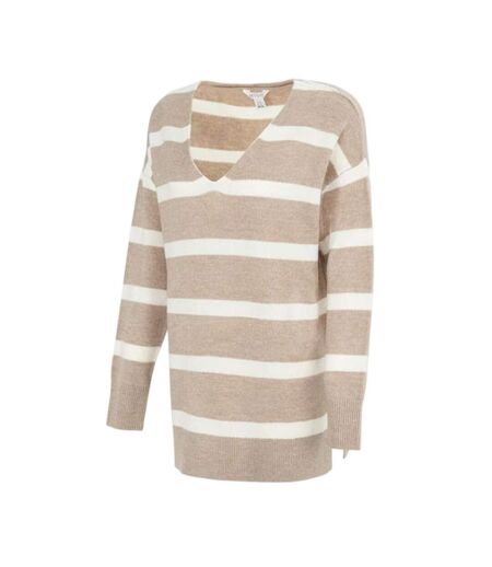 Robe Pull Manches Longues Motif/style À Rayures Femme Marron Miso