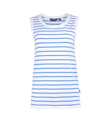 Womens/ladies Fariah Striped Sleeveless T-shirt White Sonic Blue Regatta