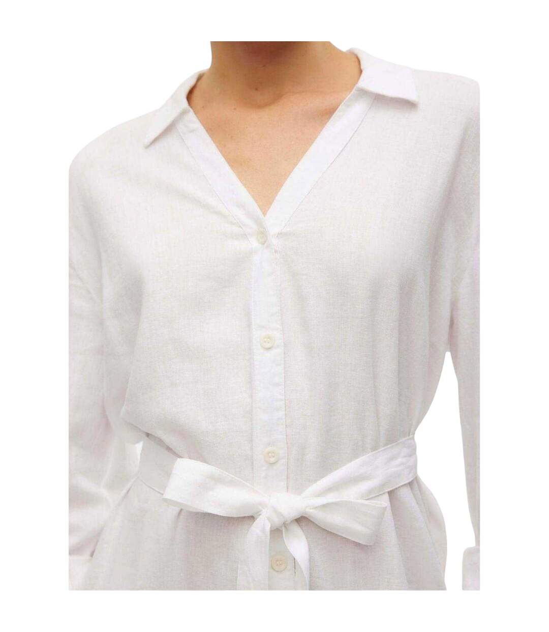 Robe Chemisier Mi-longue Linn Femme Blanc Neige Vero Moda-4