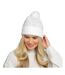Womens/ladies Twisted Yarn Pom Pom Beanie White RJM-1