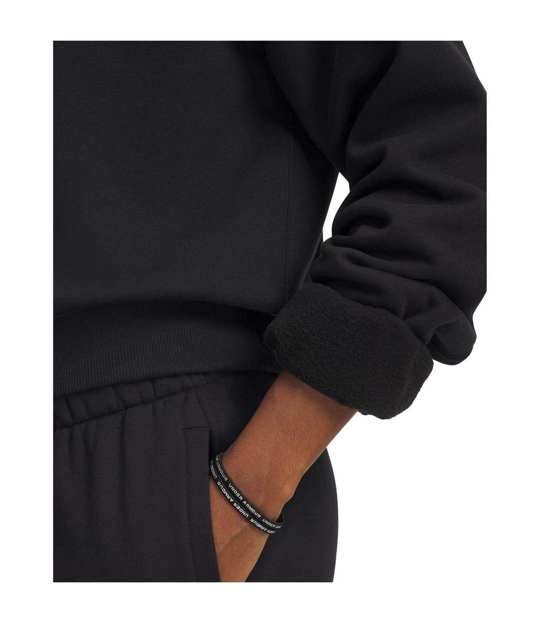 Womens/ladies Vida Icon Fleece Crop Sweatshirt Black Under Armour-3