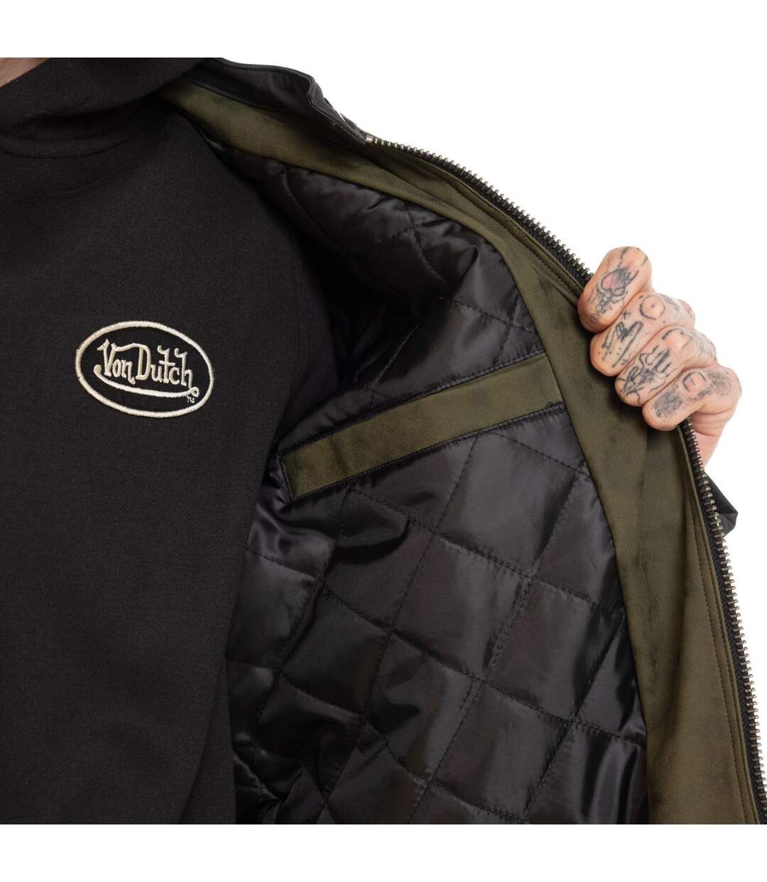 Veste motard doublée homme en simili Leroy Vondutch-4