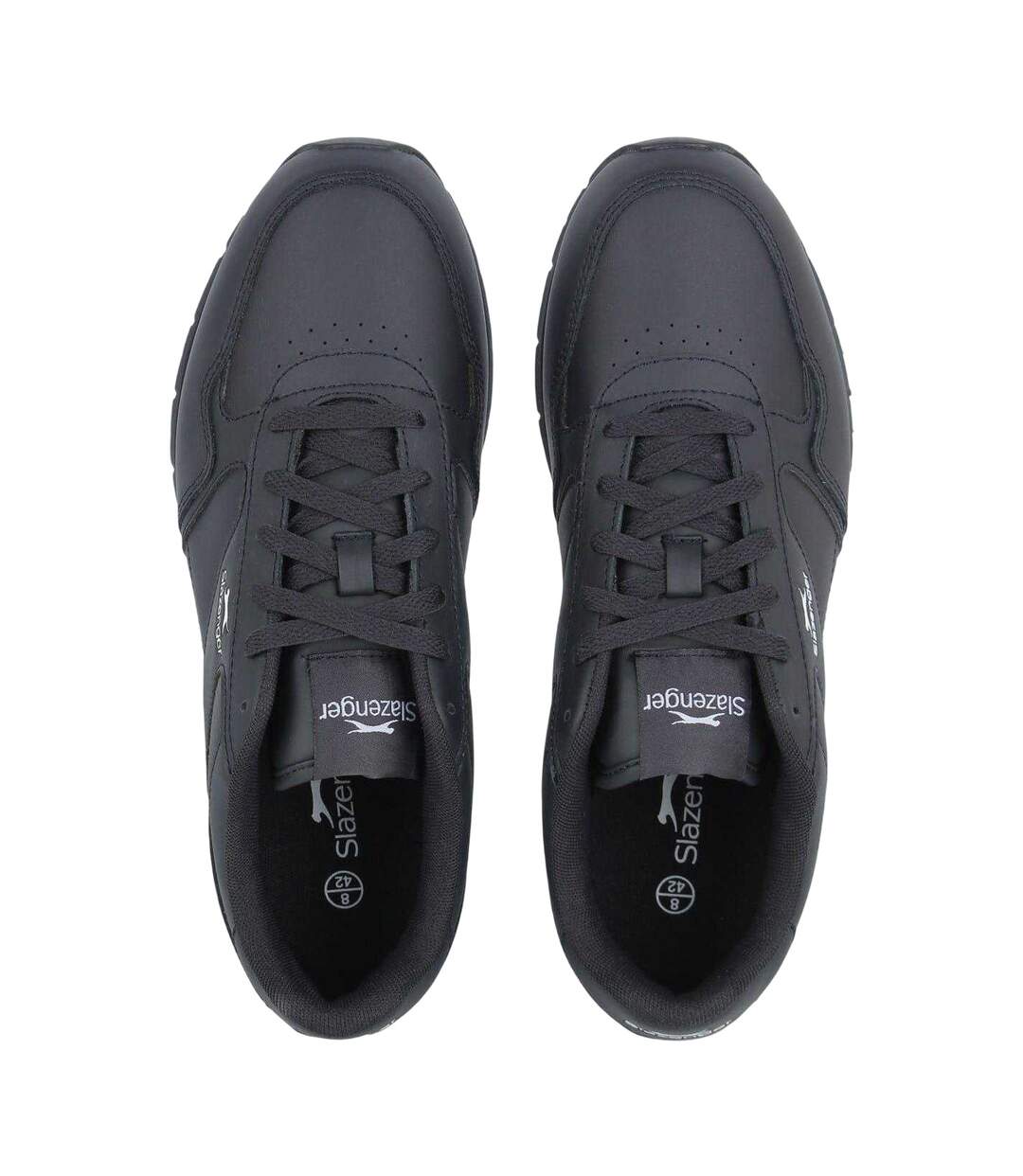 Mens Classic Coated Leather Trainers Navy White Slazenger-4