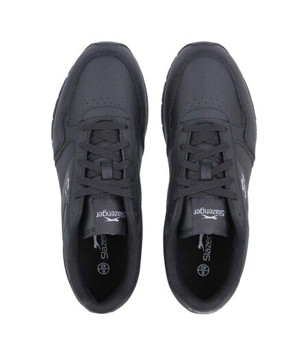 Mens Classic Coated Leather Trainers Navy White Slazenger