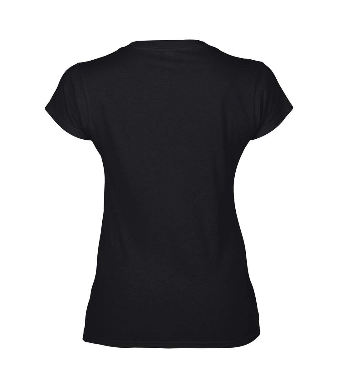 T-shirt À Manches Courtes Et Col En V Femme Noir Gildan-3