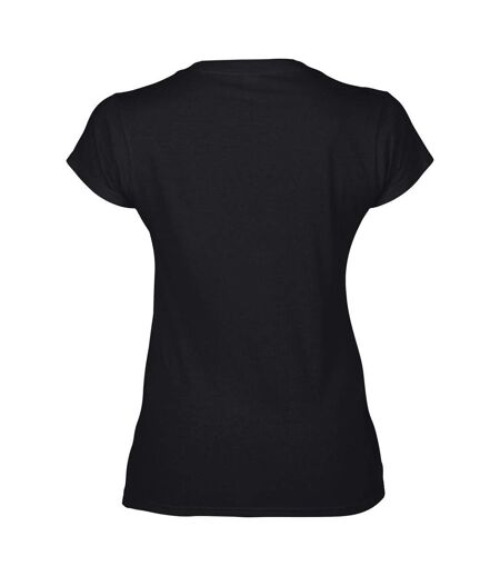 T-shirt À Manches Courtes Et Col En V Femme Noir Gildan