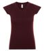 T-shirt manches courtes col V - Femme - 11388 - rouge bordeaux