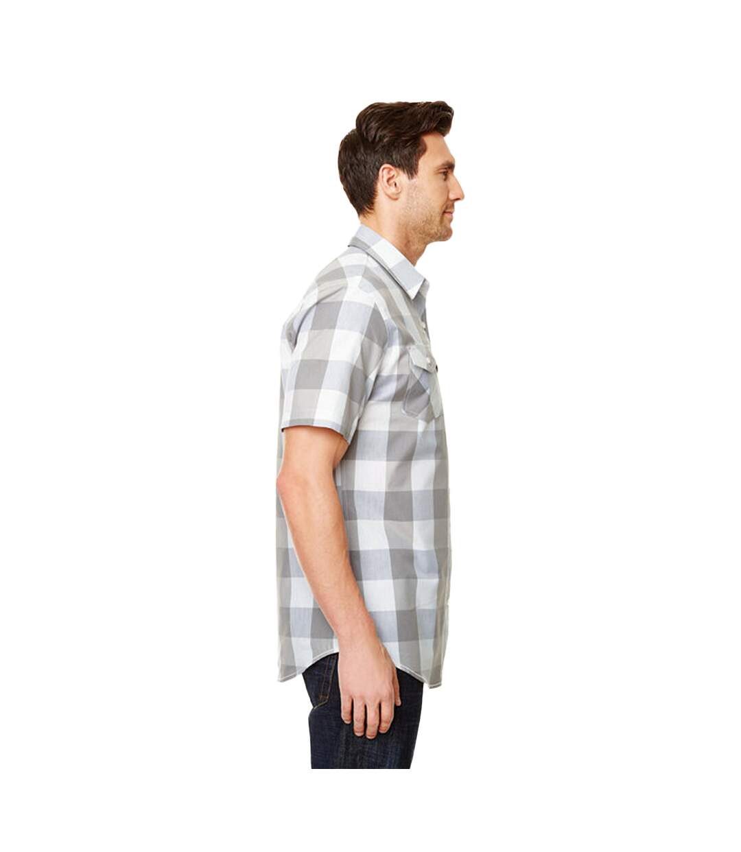 Chemise Motif/style À Carreaux Buffalo Homme Gris Blanc Burnside-3