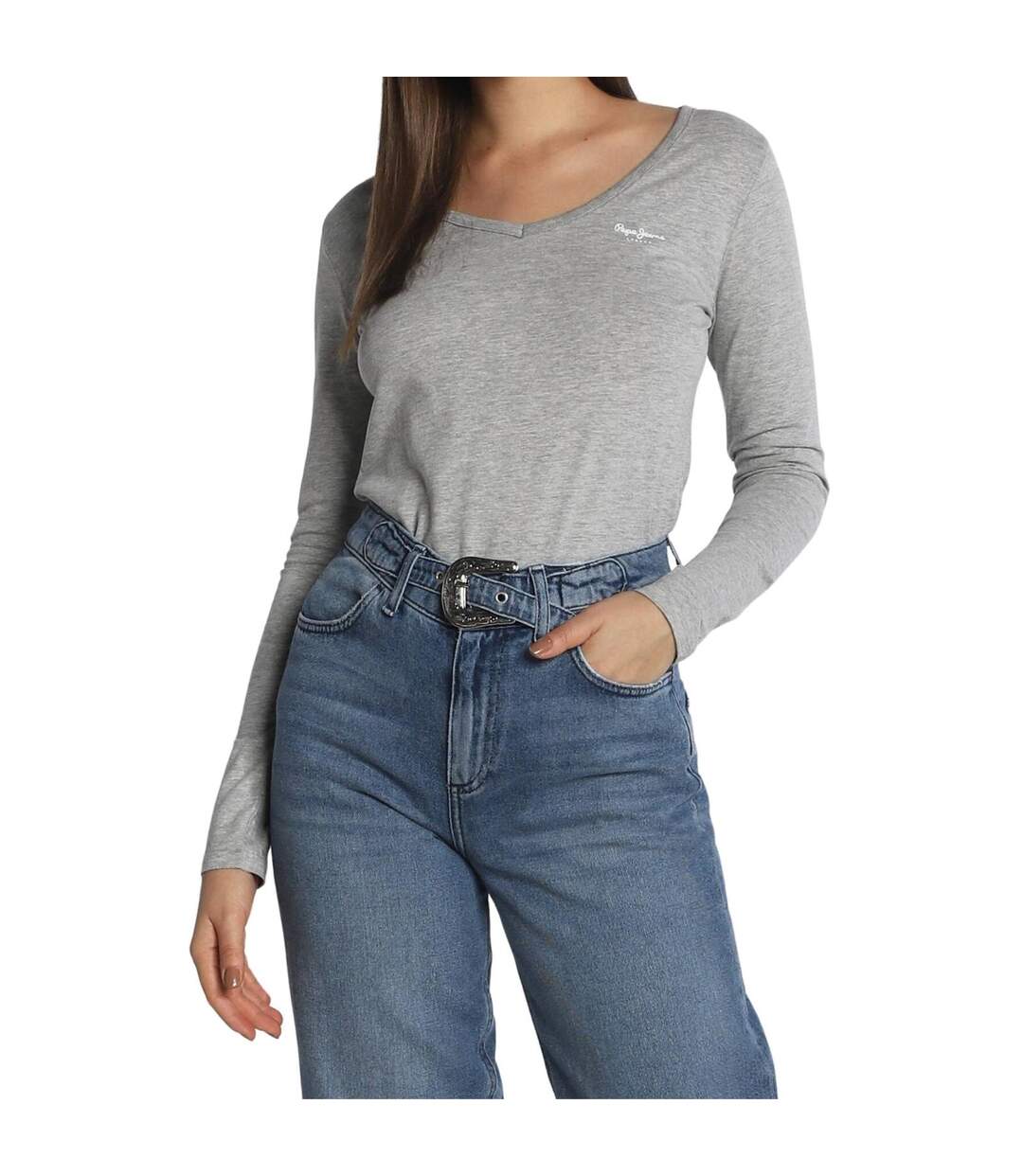 T-shirt Manches Longues Femme Gris Pepe Jeans-4