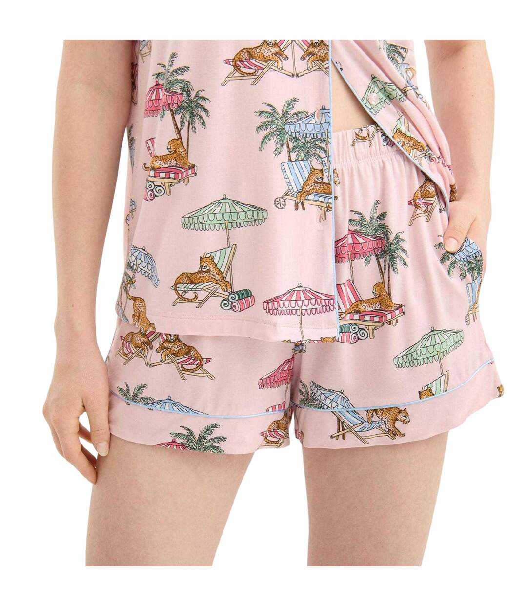 Womens/ladies Short Pyjama Set Pink Multicoloured Chelsea Peers-4