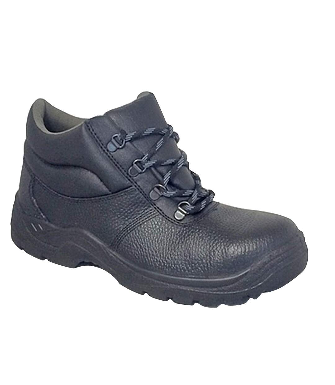 Mens padded collar d-ring chukka safety boots with steel midsole black Grafters-1