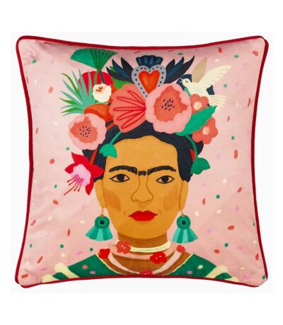 Frida illustration cushion cover 43cm x 43cm pink/navy Kate Merritt