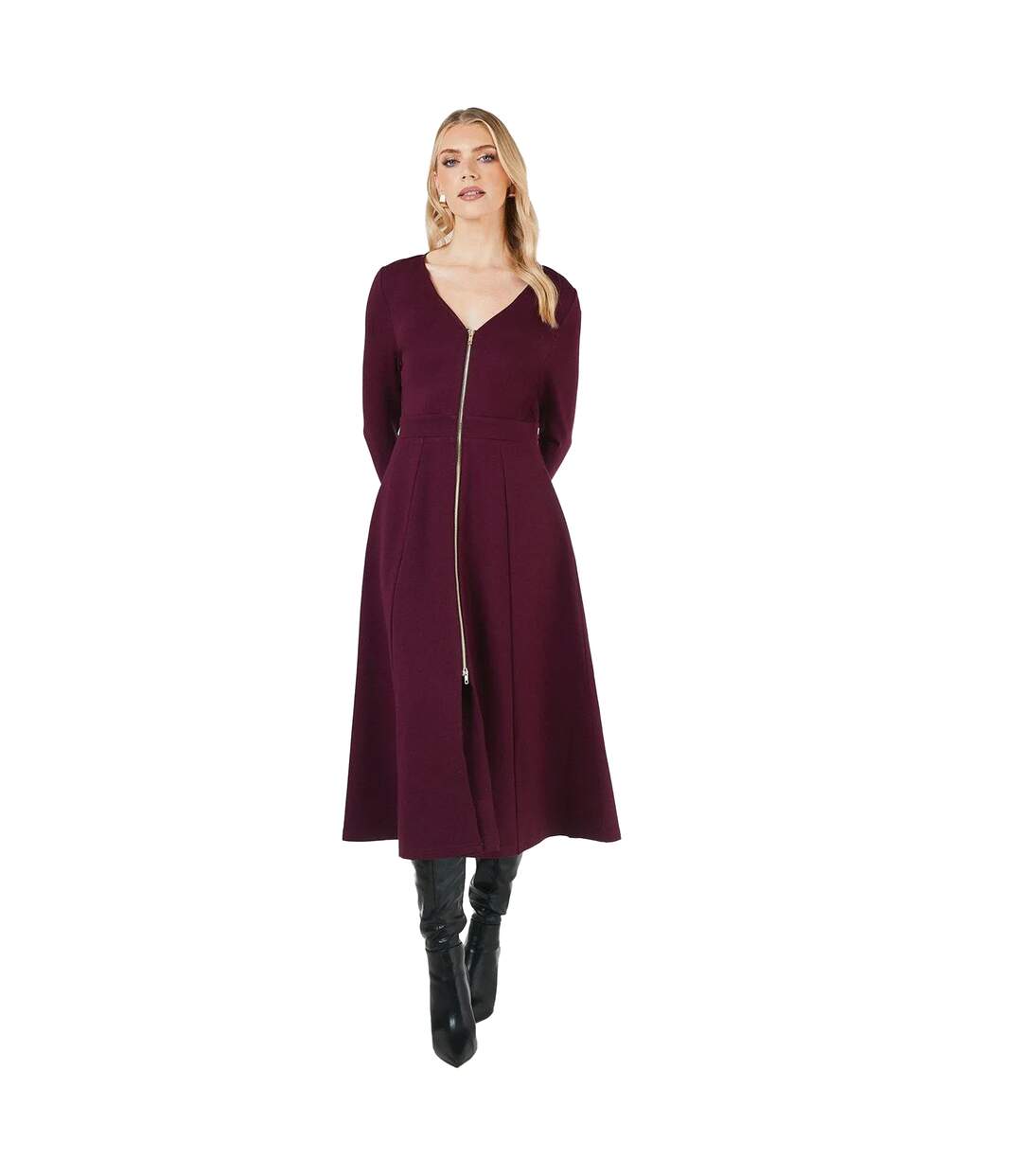 Robe mi-longue femme prune Principles-1