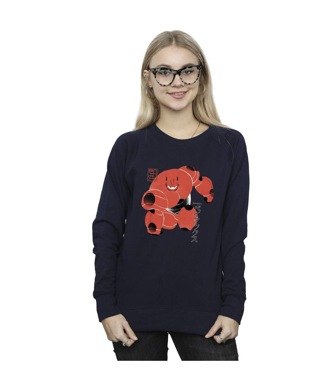 Disney Sweatshirt Big Hero 6 Baymax Suite Pose - Femmes/Dames (Bleu marine) - UTBI11499-2
