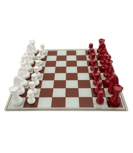 Jeu d'Échec en Verre Board 61cm Rouge & Blanc