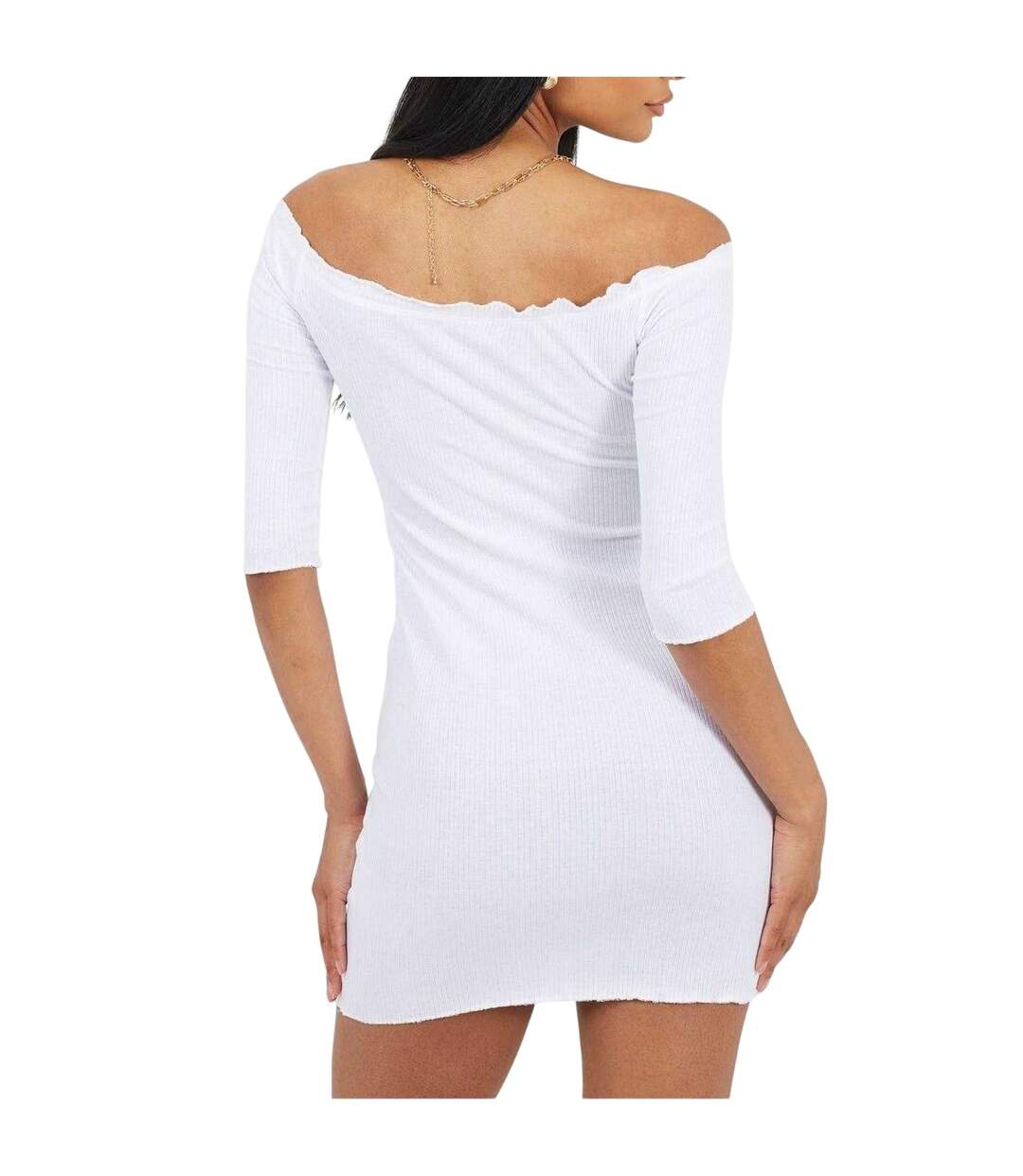 Robe Courte Motif/style Côtelé Femme Blanc Brave Soul-2