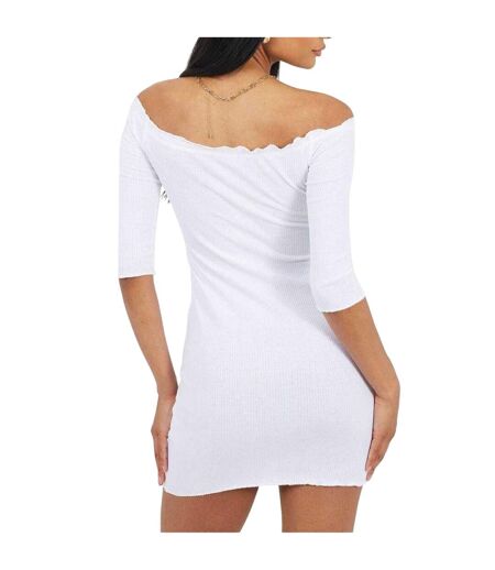 Robe Courte Motif/style Côtelé Femme Blanc Brave Soul