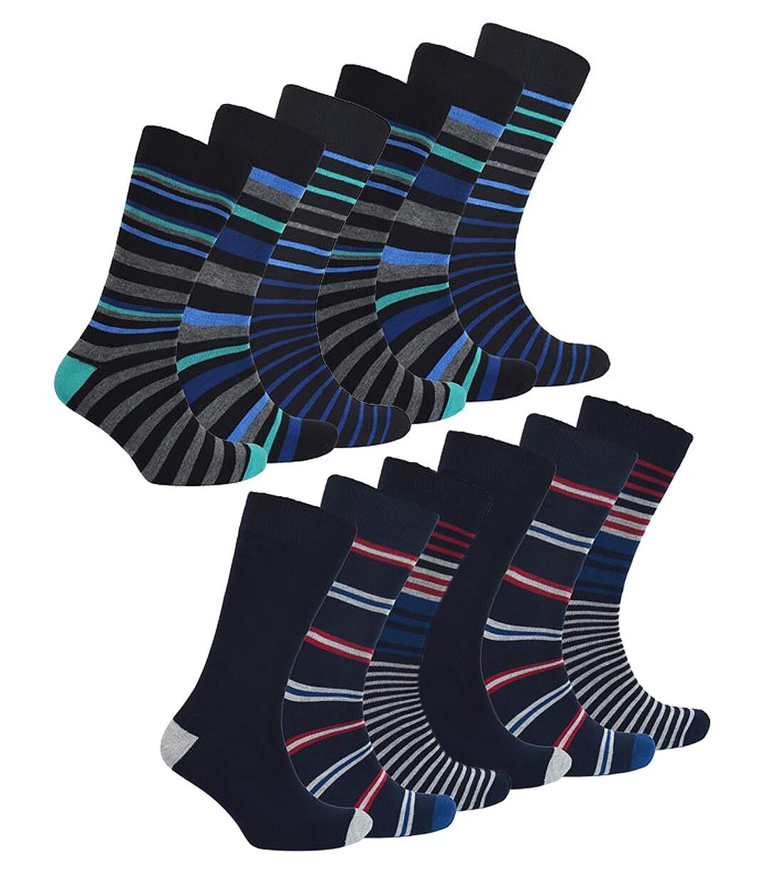 Sock Snob - 12 Paires Homme Chaussettes Bambou Fantaisie Rayures Design