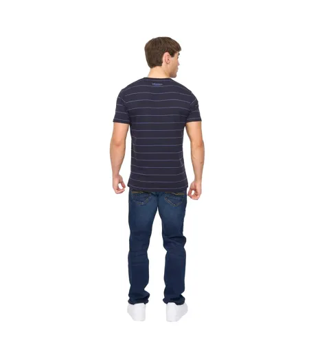 Mens Hemtowns T-shirt Navy Crosshatch