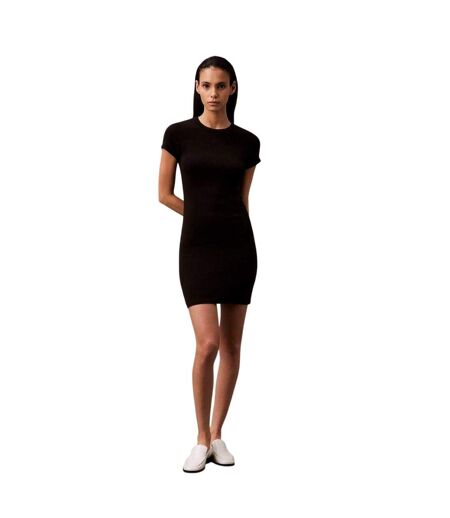 Robe Courte Manches Courtes Femme Noir Calvin Klein