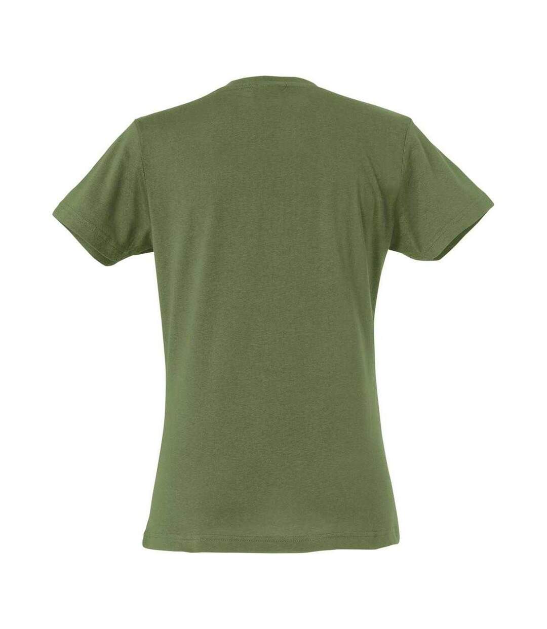 Womens/ladies Plain T-shirt Army Green Clique-2
