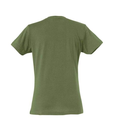 Womens/ladies Plain T-shirt Army Green Clique