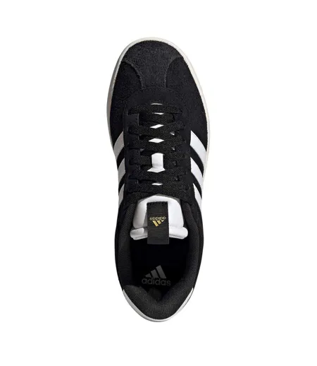 Womens/ladies Vl Court 3.0 Leather Flat Trainers Black White Adidas
