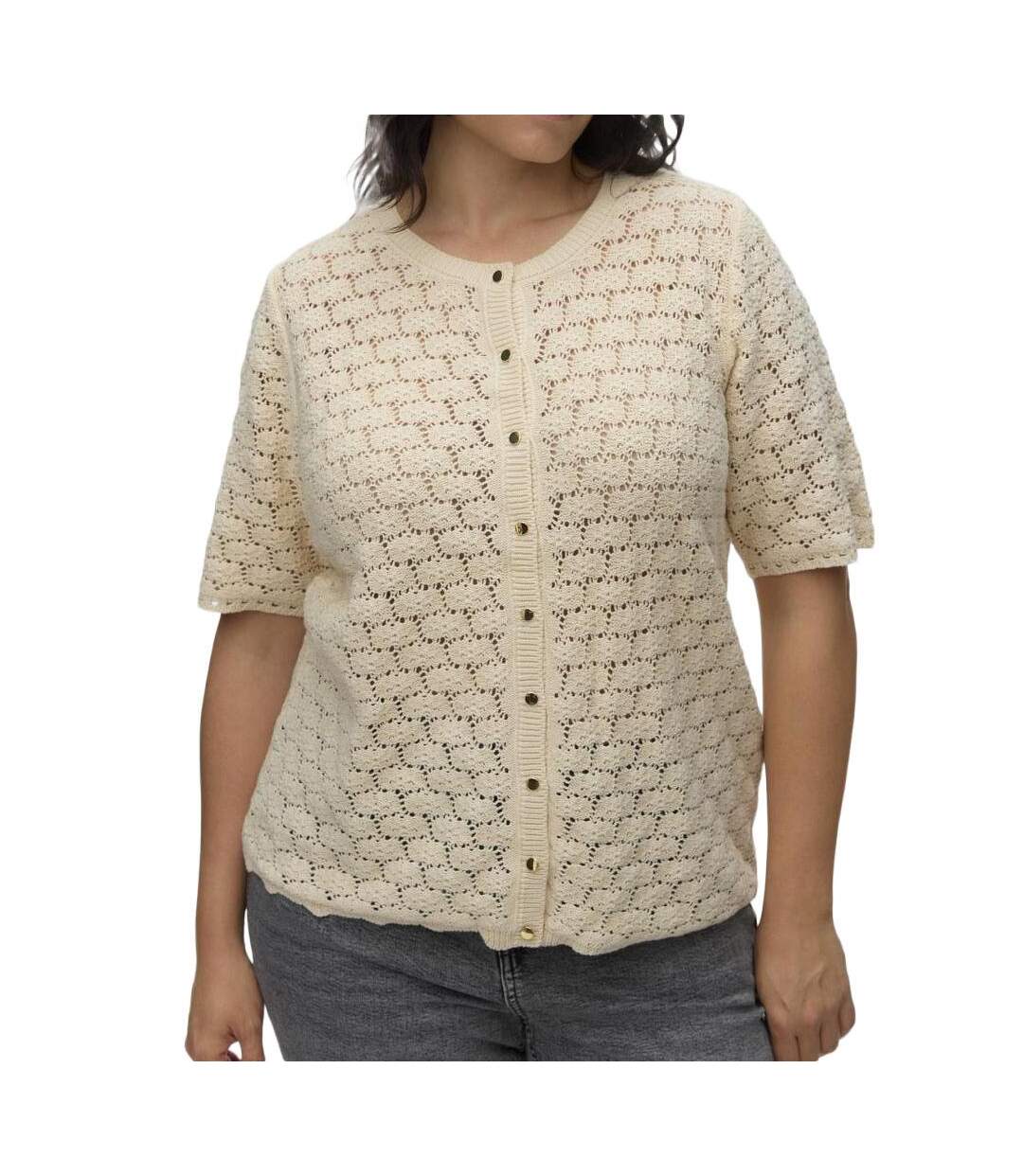 Gilet beige femme vero moda vmckora button-1