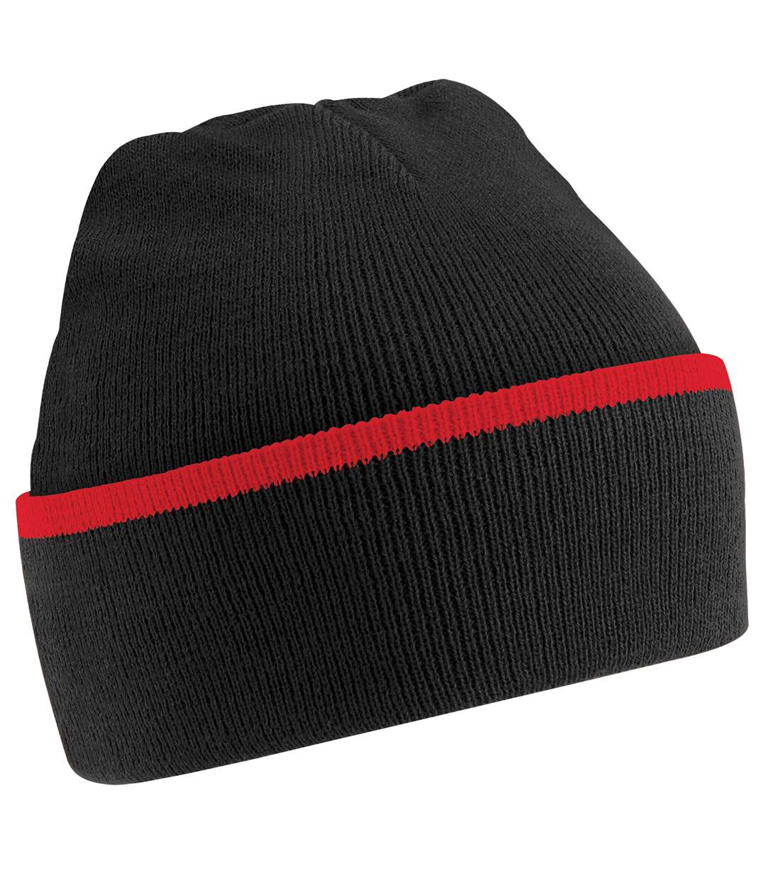 Bonnet teamwear adulte noir / rouge Beechfield-1