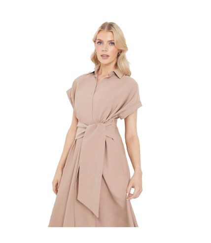 Womens/ladies tie detail midi dress stone Debenhams