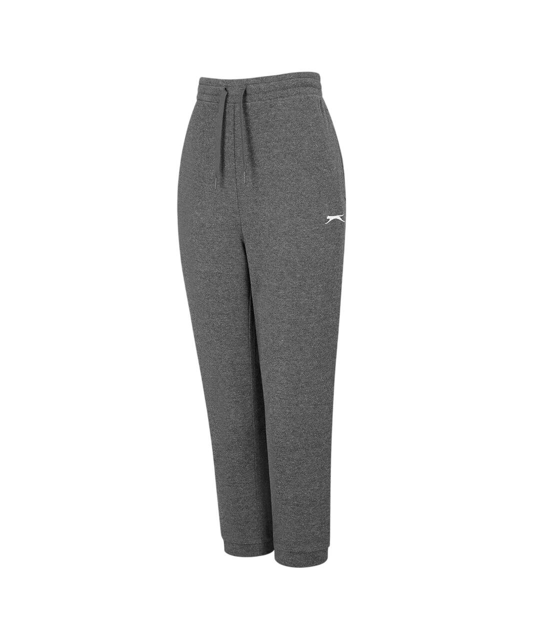 Womens/ladies Interlock Logo Jogging Bottoms Charcoal Slazenger-3