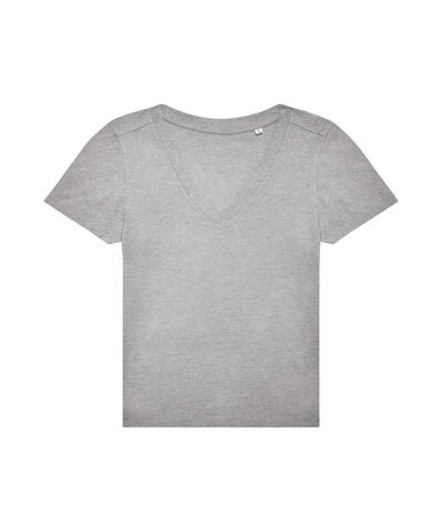 Womens/ladies plain v neck t-shirt sports grey B&C