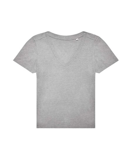 Womens/ladies plain v neck t-shirt sports grey B&C