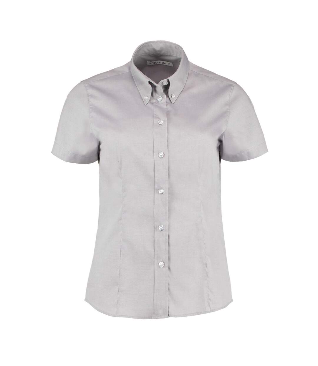 Womens/ladies Premium Oxford Tailored Short-sleeved Shirt Silver Kustom Kit-1