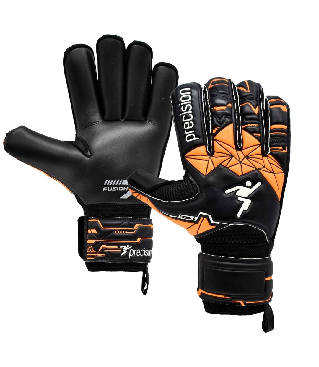 Gants de gardien de but fusion roll finger protect adulte noir / orange fluo / blanc Precision-1