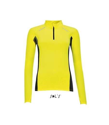 t-shirt running manches longues - Femme - 01417 - jaune fluo