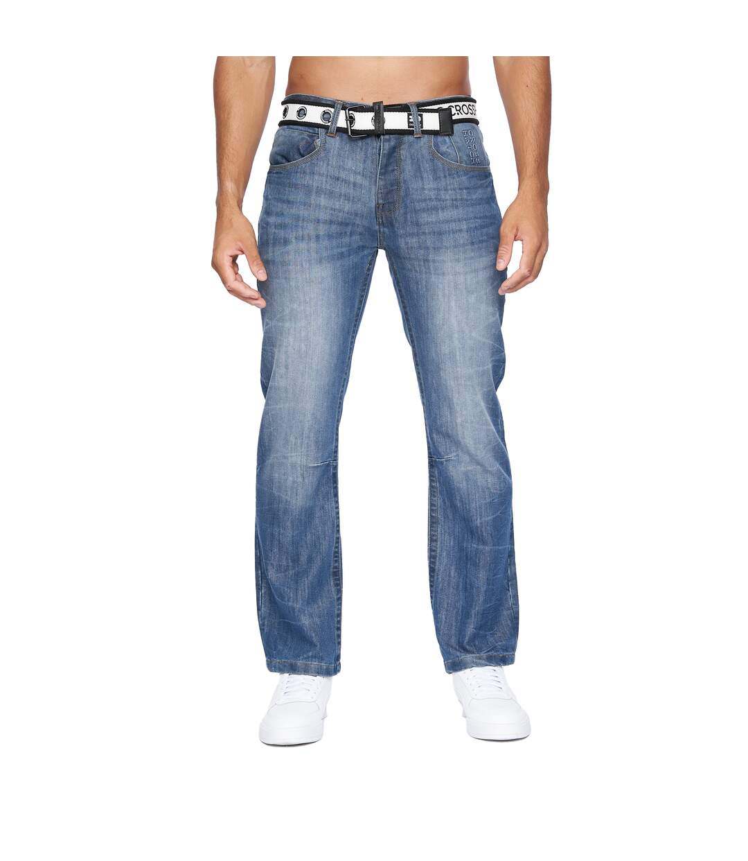 Jean new baltimore homme bleu semi-délavé Crosshatch-1