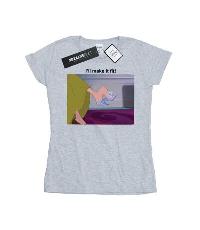 Disney Princess Womens/Ladies I´ll Make It Fit Cotton T-Shirt (Sports Grey)